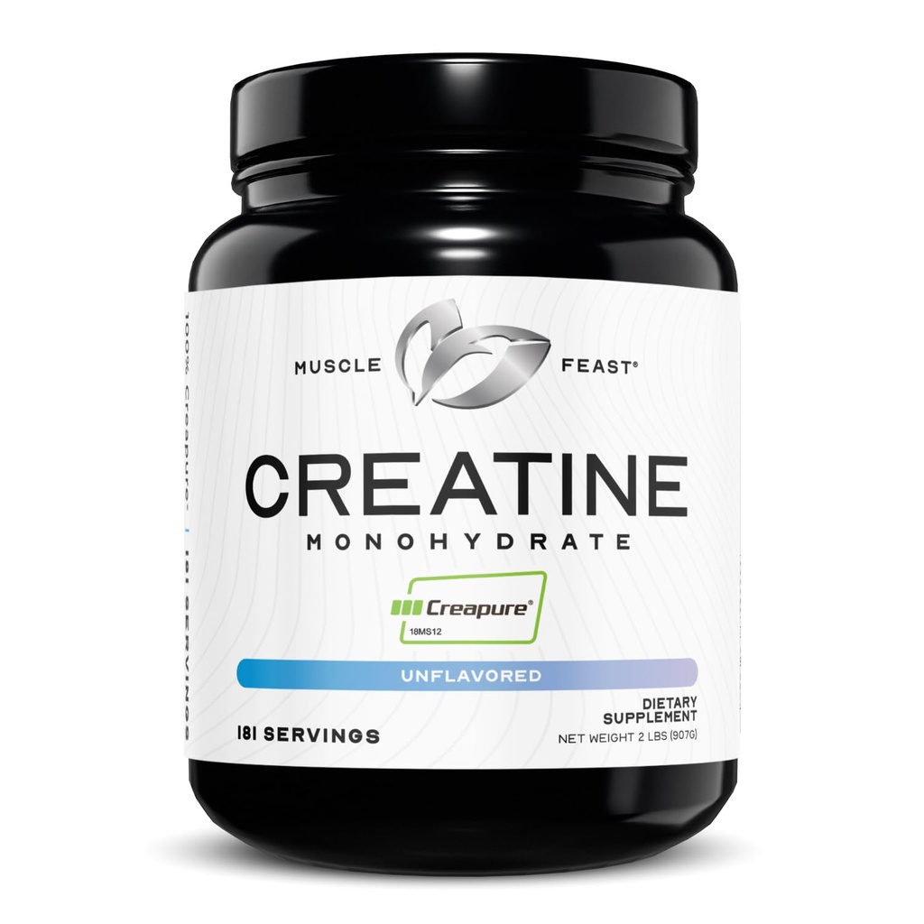 Creatina Creatina Mono-hidratada em pó, Vegan Keto Friendly Gluten-Free, Mass Gainer, Suplemento de recuperação muscular e Creatina confiável para o crescimento muscular, Creatina em pó, Sem sabor, 2lb