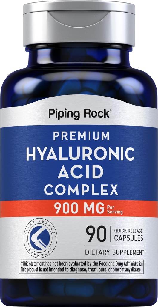 Cápsulas de Ácido Hialurônico de Pedra de Tubulação , 900mg , 90 comprimidos , Suplemento com HSH e Colágeno , Complexo Premium para Mulheres e Homens , Não-GMO, Sem glúten