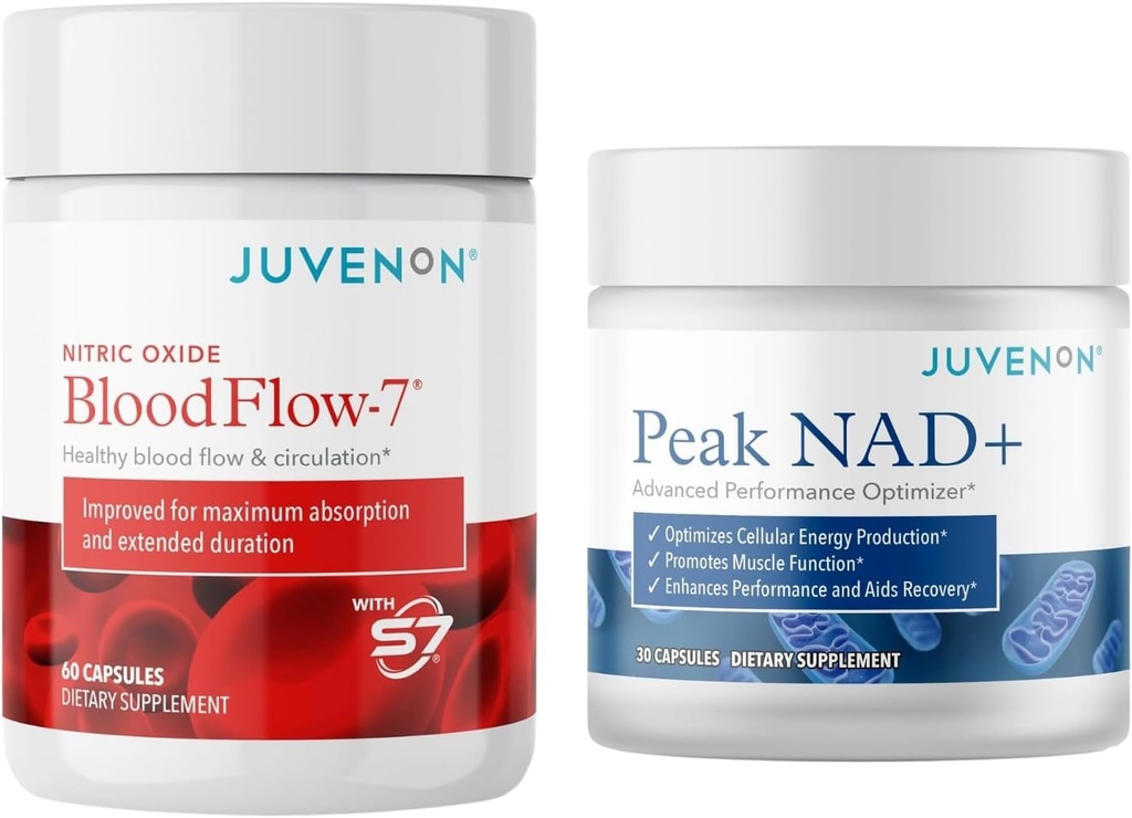 Juvenon BloodFlow-7 Nitric Oxide Supplement com Nitrosigina + pico NAD+