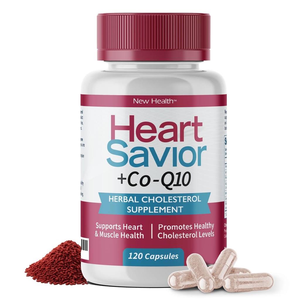 Suplemento natural com CoQ10, Arroz de Levedura Vermelha, Niacina, Policosanol e Guggul. O caminho natural. por New Health Plus 60 MG Co-Q10 (120 caps)