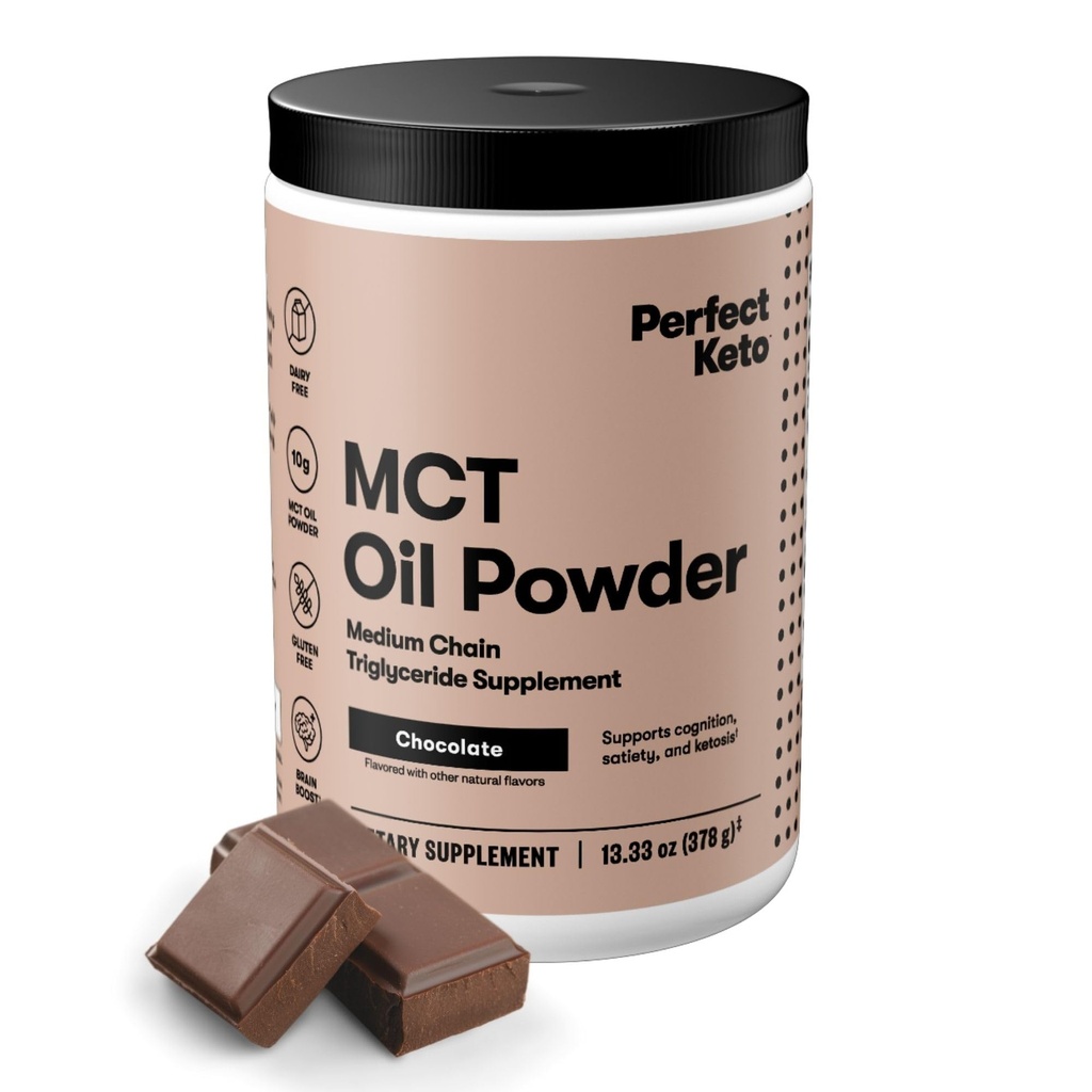 Keto perfeito 7g MCT óleo em pó, Triglicéridos de cadeia média Suplemento, Creme de café não lácteos para Keto Diet, Mix Ketogenic MCT óleo para café, Smoothie, Shakes de proteína, Chocolate, 30 Servings