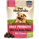 Pet Naturals Probiótico diário para cães, sabor de pato, 160 mastigações - 120M UFCs Pré e Probióticos para cães Saúde Digestiva, Gut Saúde, Suporte Imune, Diarréia, Alergias e Coceira