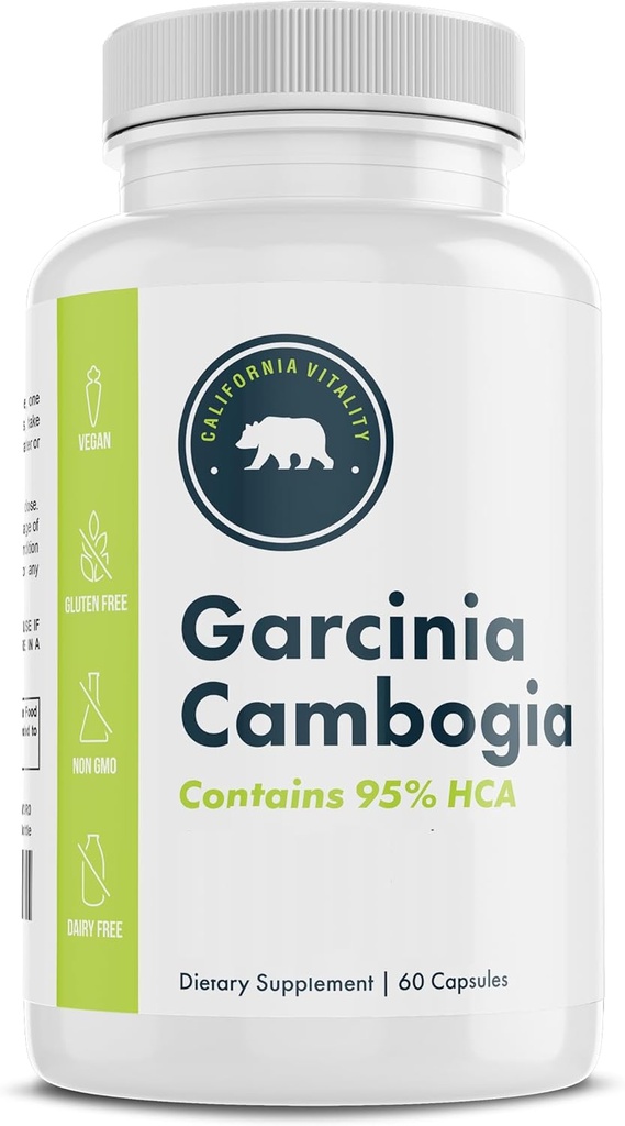 Garcinia Cambogia, 95% HCA 60 Cápsulas, com Chromium - Made in the USA, Vegan, Non-GMO, Gluten-Free, and Dairy-Free