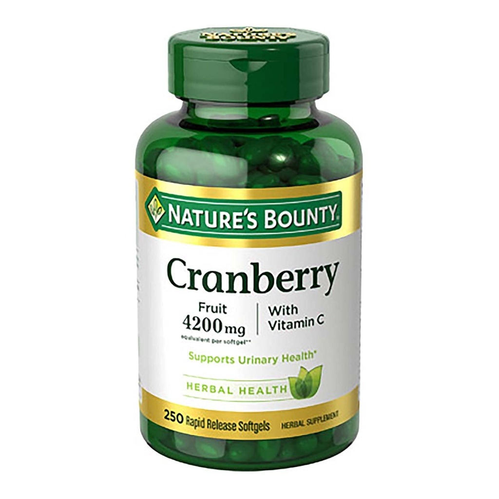Natural Bounty Cranberry com vitamina C 4200 mg, 250 Softgels (Pack of 3)