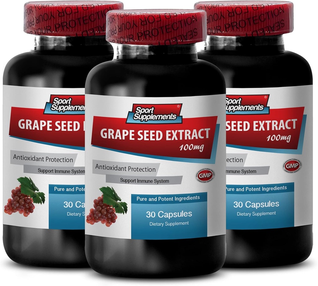 Proantocianidinas oligoméricas - Extracto de sementes de uva - Cápsulas extraídas de sementes de uva - Cápsulas extraídas de sementes de uva - Suplemento de sementes de uva - Resveratrol de sementes de uva - Prevenir a alta pressão - 3B 90 Cápsulas