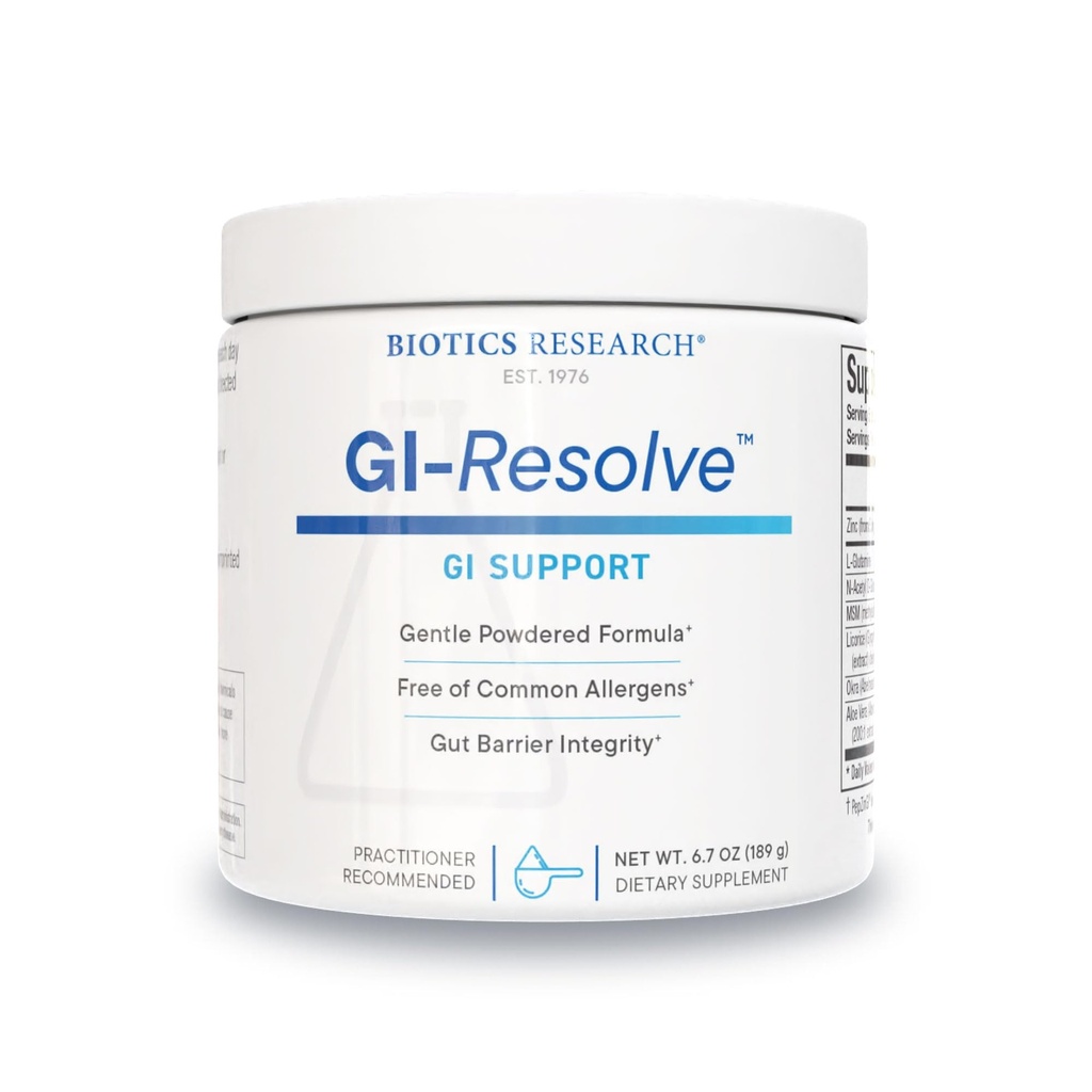 Biotics Research GI ResolveTM Advanced L-Glutamina Powder Formula for Gut Lining Support & Healing - Função Gastrointestinal Optimal - Premium 7-Ingrediente com Zinco Carnosina & Botânicos- 6,7 onças