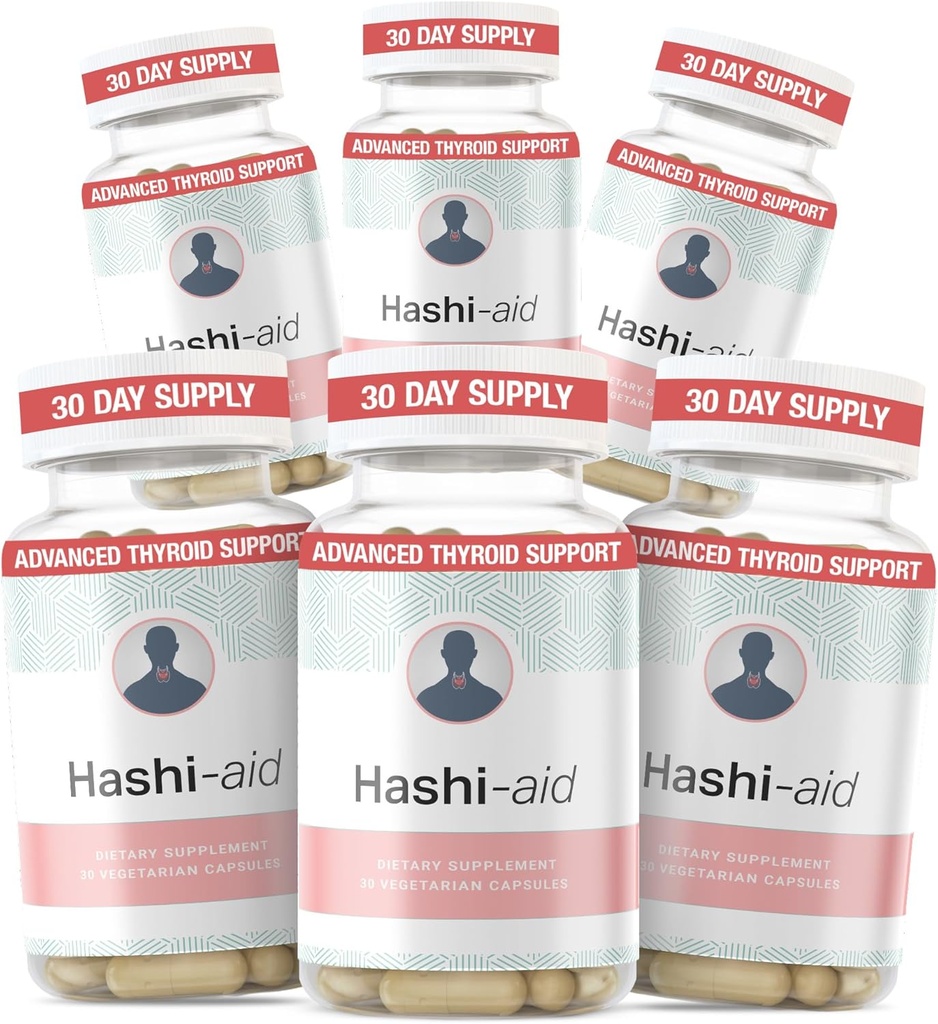 IBDassistTM Hashi Ajuda suporte tireóide para mulheres e homens - Suplemento tireóide para doença de Hashimoto e hipotireoidismo* - com Ashwagandha, Selênio, Zinco, Vitaminas Essenciais & Mais - 30 Cápsulas (6 Pack)