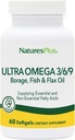 Naturezas Plus Ultra Omega 3 6 9-1200 mg, 60 Softgels - Óleo de Boragem, óleo de peixe, suplemento de óleo de linho, sem glúten - 60 Servings