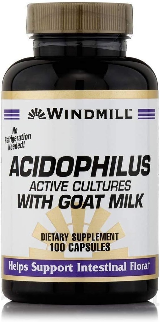 Acidophilus com leite de cabra - 100 cápsulas por moinho de vento