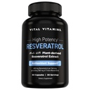 Vitaminas Vitais Resveratrol Suplemento - Apoio antioxidante, Longevidade celular, Função cognitiva - 60 Cápsulas