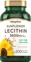 Piping Rock girassol Lecithin Softgel Cápsulas ..3600 mg ..200 Contagem .. de Fosfatidilcolina ..