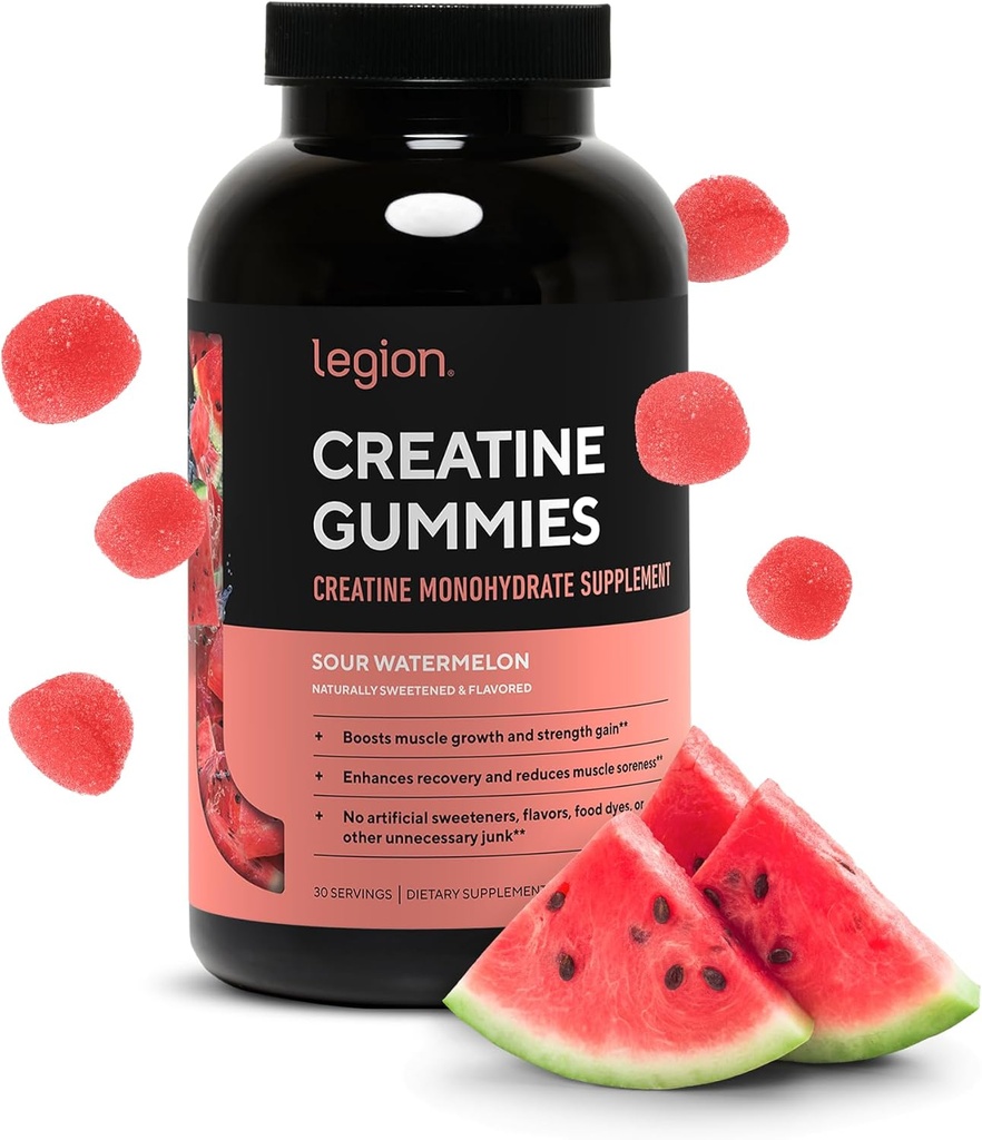 LEGIÃO Creatina Gummies mono-hidratadas – Suplemento Creatina mastigável limpa para força, resistência e recuperação muscular – 30 Aromas de Melancia Azeda – Sem sabores artificiais ou adoçantes