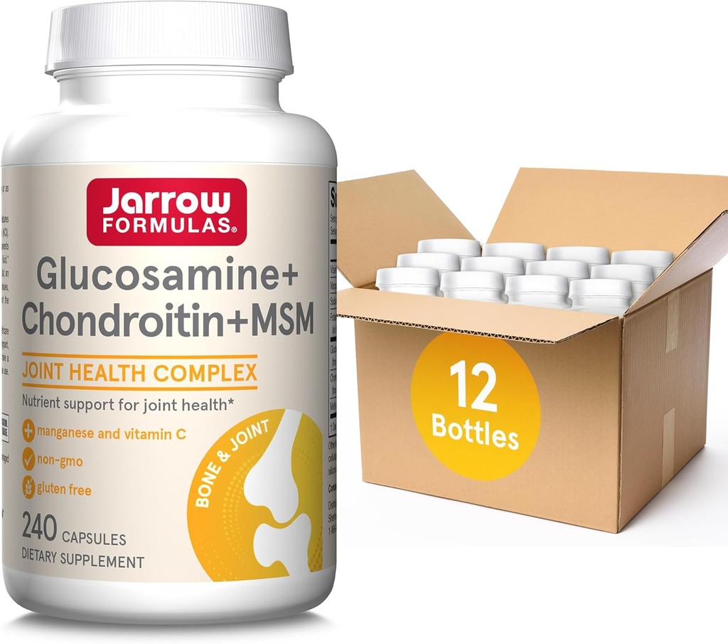 Jarrow Fórmulas Glucosamina + Condroitina + Cápsulas HSH, Suplemento de Suporte Conjunto com Vitamina C e Manganês, 240 Cápsulas, Fornecimento de 60 dias, Embalagem de 12