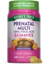 Nature's Truth Gummies multivitamínicos pré-natais com DHA e ácido fólico 60 Contagem de sabor de frutas Não-GMO e suplemento sem glúten