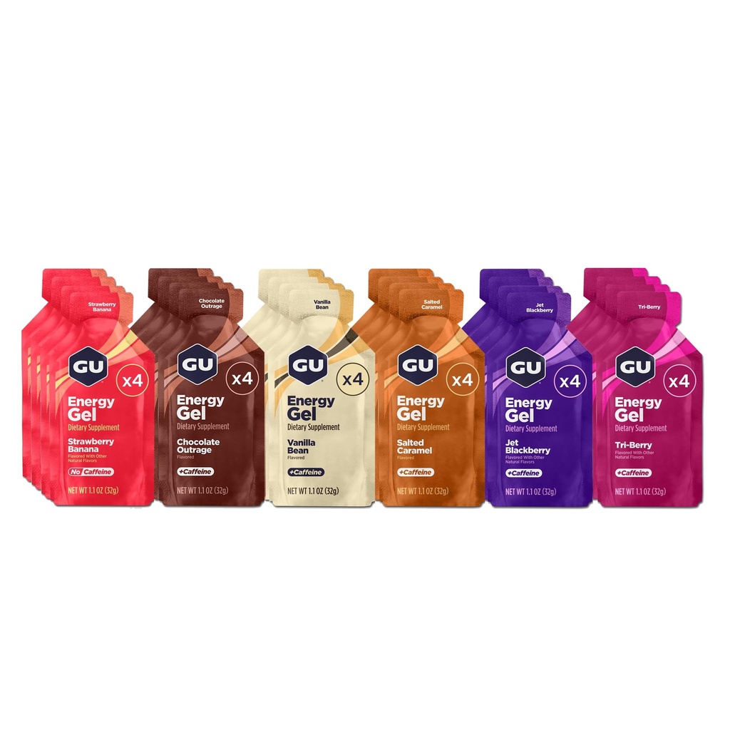 GU Energia Original Esportes Nutrição Energia Gel, Vegan, Gluten-Free, Kosher, e Dairy-Free On-the-Go Energia para qualquer treino, 24-conta, Sabores variados