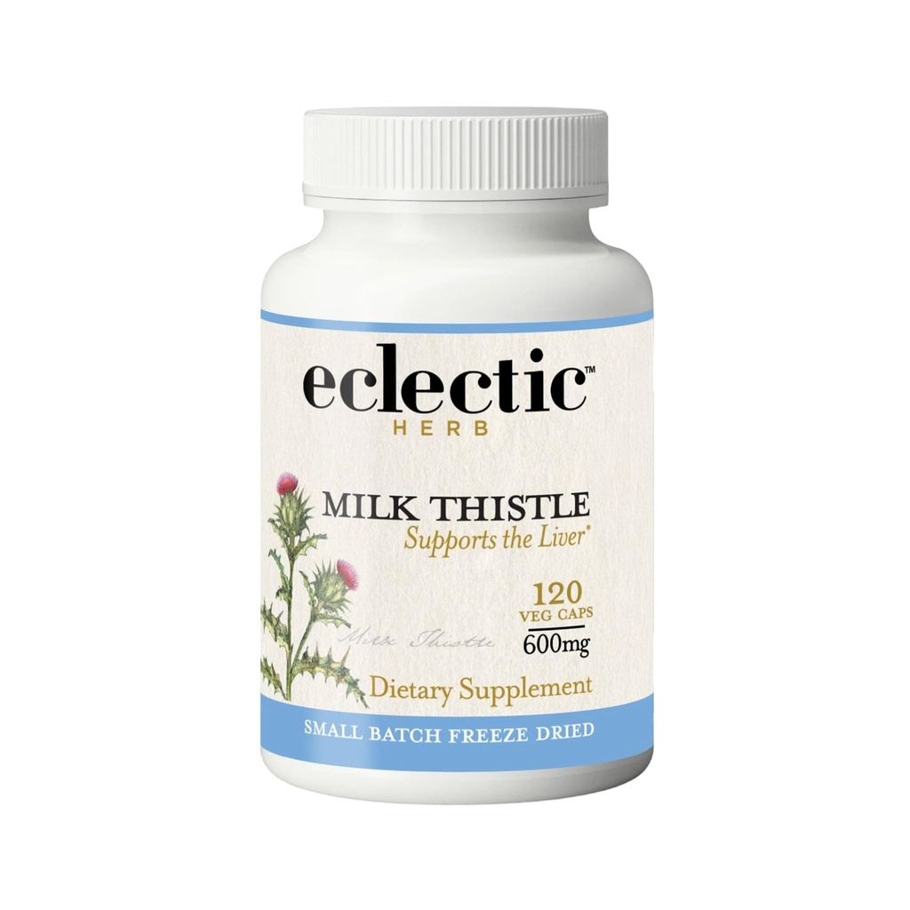 Erva eclética - Premium Freeze Milk Thistle Cápsulas Secas Suplemento Silymarin Suporte ao fígado, Detox, Cleanse + Manter Vegan, Natural, Não-GMO, Gluten Free (120 CT .