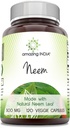 Incrivel Índia Neem (Made with Natural Neem Leaf) Suplemento 500 Mg 120 Veggie Cápsulas Não-GMO □ Gluten-Free