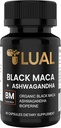 LUAL 30.000mg 30x Força Orgânico Maca Raiz Preto com Ashwagandha - Maior Potência Black Maca Raiz Cápsulas para Homens - 100% Puro Maca Peruana Pó Orgânico, Gelatinizado, Não-GMO - 60 comprimidos