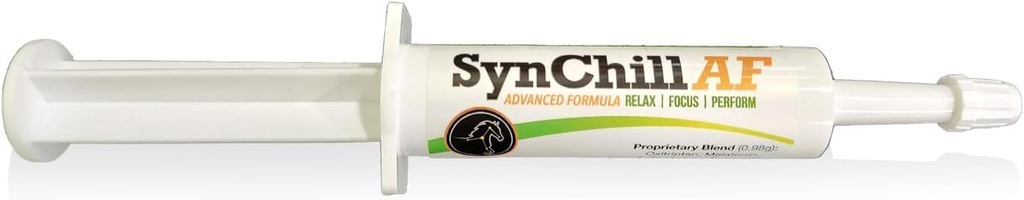 SynChill AF Calming Gel para Cavalos Nervosos - Single Serving - Fórmula Avançada com L-Teanina, Aumento de Potência, 100% Suplemento Natural, Disposição e Confiança Suporte para Cavalos