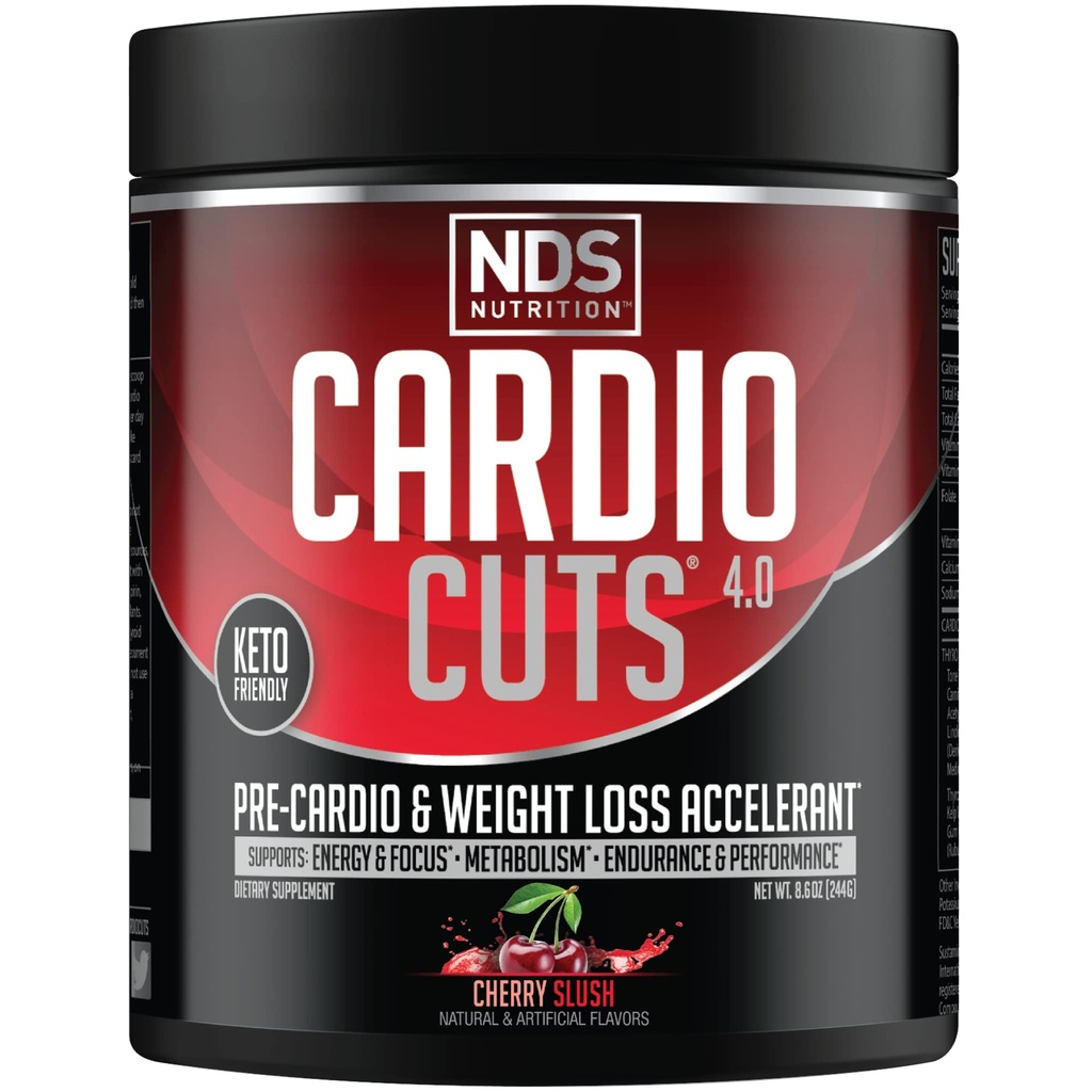 NDS Nutrition 4.0 Pre Treino Suplemento - Perda de Peso Avançada e Fórmula Pré Cardio com L-Carnitina, CLA, MCTs, L-Glutamina e Óleo de Safflower - Cereja (40 Servões)