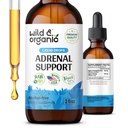 Selvagem & Suporte Adrenal Orgânico Tintura para o Outlook Positivo - Complexo Adrenal com Ashwagandha, Rhodiola Rosea Root - 1-Month Supply - Vegan, Sem Açúcar & Álcool - 2 fl oz