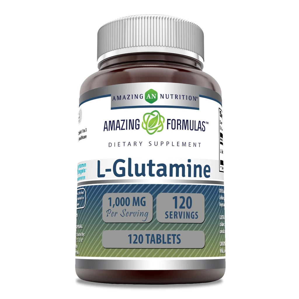 Fórmulas surpreendentes L Glutamina 1000 Mg Comprimidos □ Suplemento Aminoácido para Homens e Mulheres