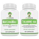 VitaMonk MatchaMax Matcha Cápsulas e L-Theanina 400mg - Boost Energy and Enhance Focus Bundle