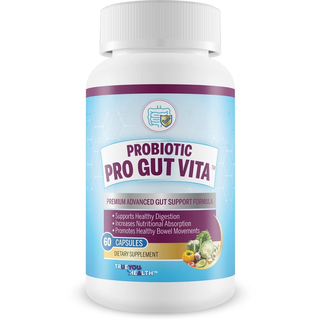 Probiótico Pro Gut Vita - Gut Saúde Suporte Probiótico & Fórmula Vitamina - Promover a digestão saudável, absorção de nutrientes, movimentos de intestino - ajudar a melhorar o microbioma Gut para benefícios adicionais de saúde