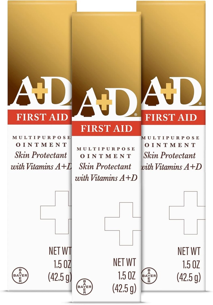 A+D Primeiros Socorros Pomada, Multiuso Moisturizer de pele seca e protetor de pele, 1,5 Oz (Pacote de 3)