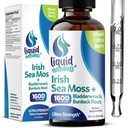 Irish Sea Moss Drops - Citrus Berry Flavor - 92+ Minerais essenciais & Vitaminas - Energia, Pele, Gut, Recuperação - Bladderwrack e Burdock Root - 2 fl. oz