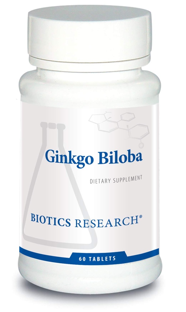 Biotics Research Ginkgo Biloba padronizado 24% Ginkgo Biloba Percent Extract, Suplemento Cérebro, Nootrópico, Foco, Energia, Memória, Envelhecimento Saudável. 60 Comprimidos