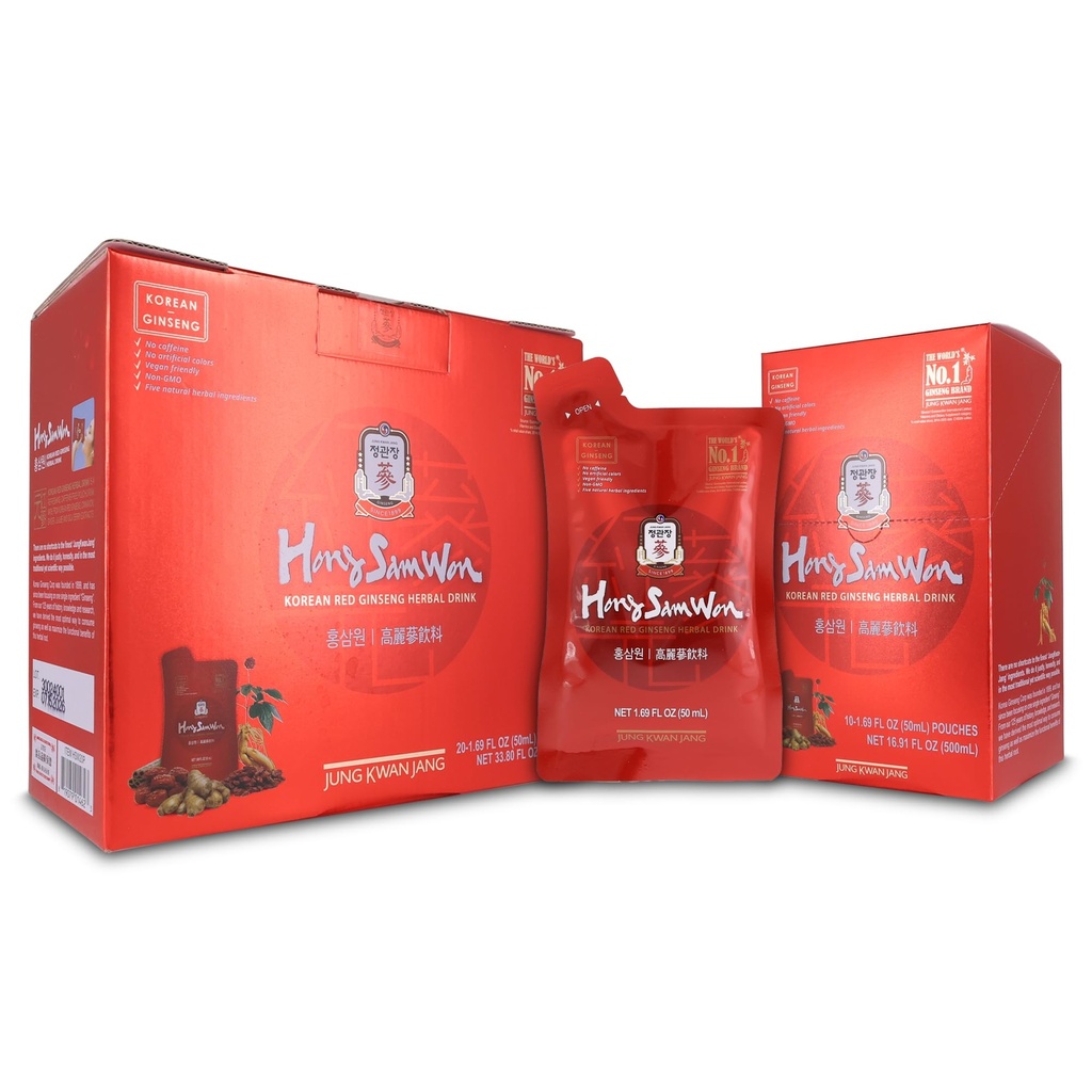 JUNG KWAN JANG HongSamWon Korean Red Ginseng Herbal Drink □ Bebidas energéticas, Pré-treino, Suplemento Ginseng, Chá de ervas