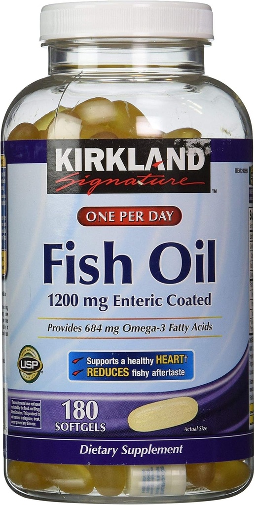 Kirkland assinatura entérico revestido óleo de peixe Omega 3 1200 MG óleo de peixe, 684 MG de Omega 3 ácidos gordos, 180 softgels