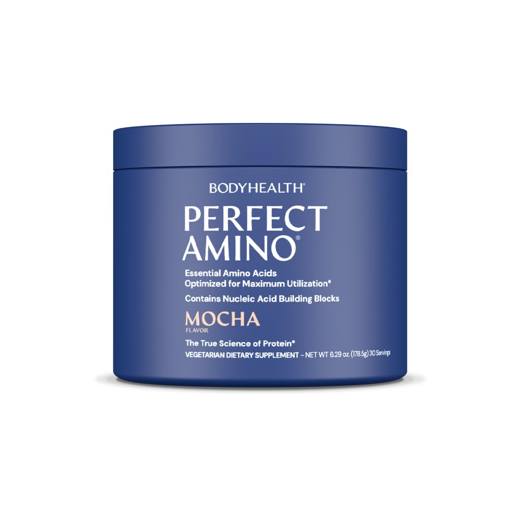 BodyHealth PerfectAmino Powder - BCAA e EAA Powder para pré e pós-treino - Amino Acid Energy Drink para homens e mulheres para apoiar o músculo magro e recuperação - Mocha - 60 Servings