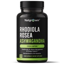 Natgrown Rhodiola Rosea com Ashwagandha Root Extract Cápsulas - padronizado a 3% Rosavins e 1% Salidroside - 120 Conde