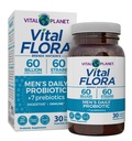 Planeta Vital - Vital Flora Probiótico diário dos homens, 60 bilhões de UFC, 60 deformações diversas, 7 prebióticos orgânicos, suporte imunológico, alívio de gás, colônia e probióticos digestivos de saúde para homens 30 cápsulas