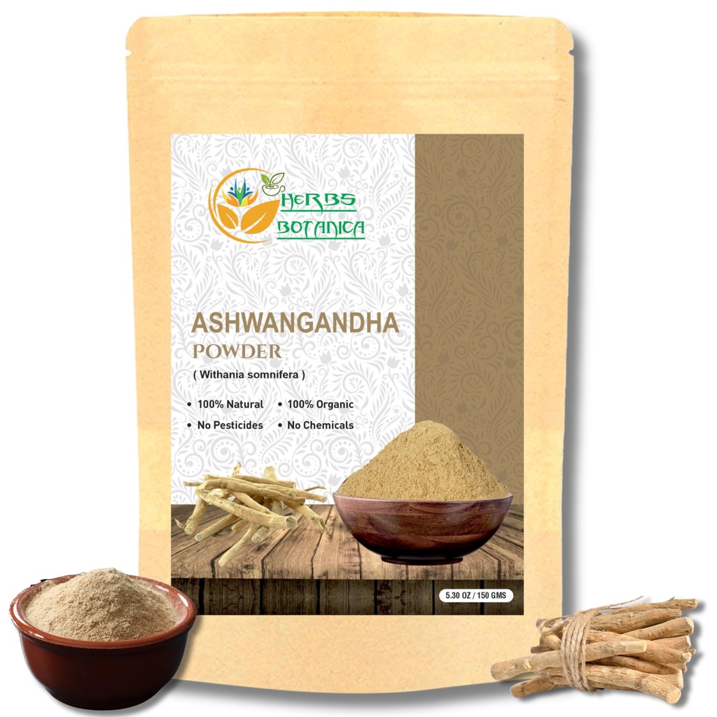 Herbs Botanica Ashwagandha Raiz Pó Withania Somnifera Pó Ashwaganda Ayurvedic Herbal Supplement Suporte e força 5.3 oz