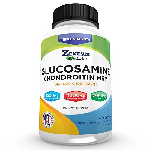 Zenesis Labs Sulfato de Glucosamina + Condroitina + HSH Combinação Junta e Cartilagem Suplemento 450 Cápsulas (Bulk 90 Dia Fornecimento) 1500mg, 1200mg, 2000mg por Serviço