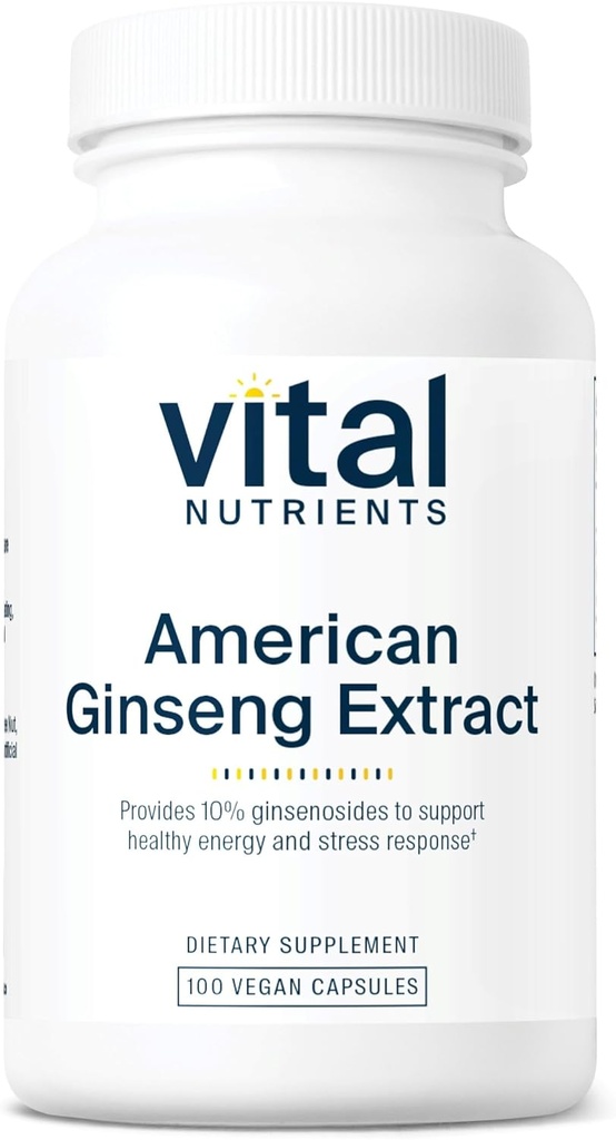 Nutrientes Vitais - American Ginseng - Suporte Energético - Endurance Mental and Physical - 100 Cápsulas Vegetarianas por Garrafa - 250 mg