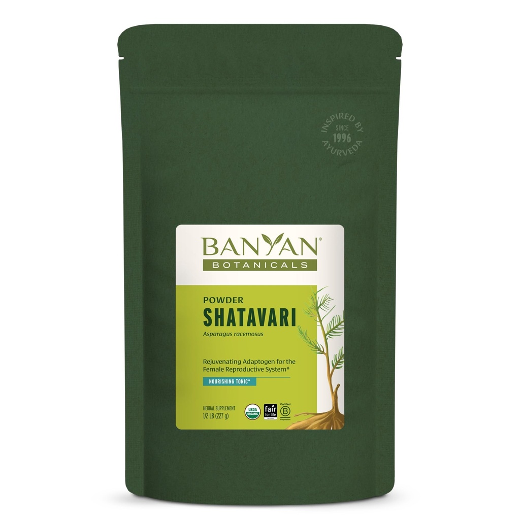 Banyan Botânicos Shatavari Pó – Aspargos orgânicos Racemosus Raiz Pó – Rejuvenescimento Adaptogen tônico que suporta um sistema reprodutivo saudável* – 1/2 lb. – Não-GMO Fonte sustentável Vegan
