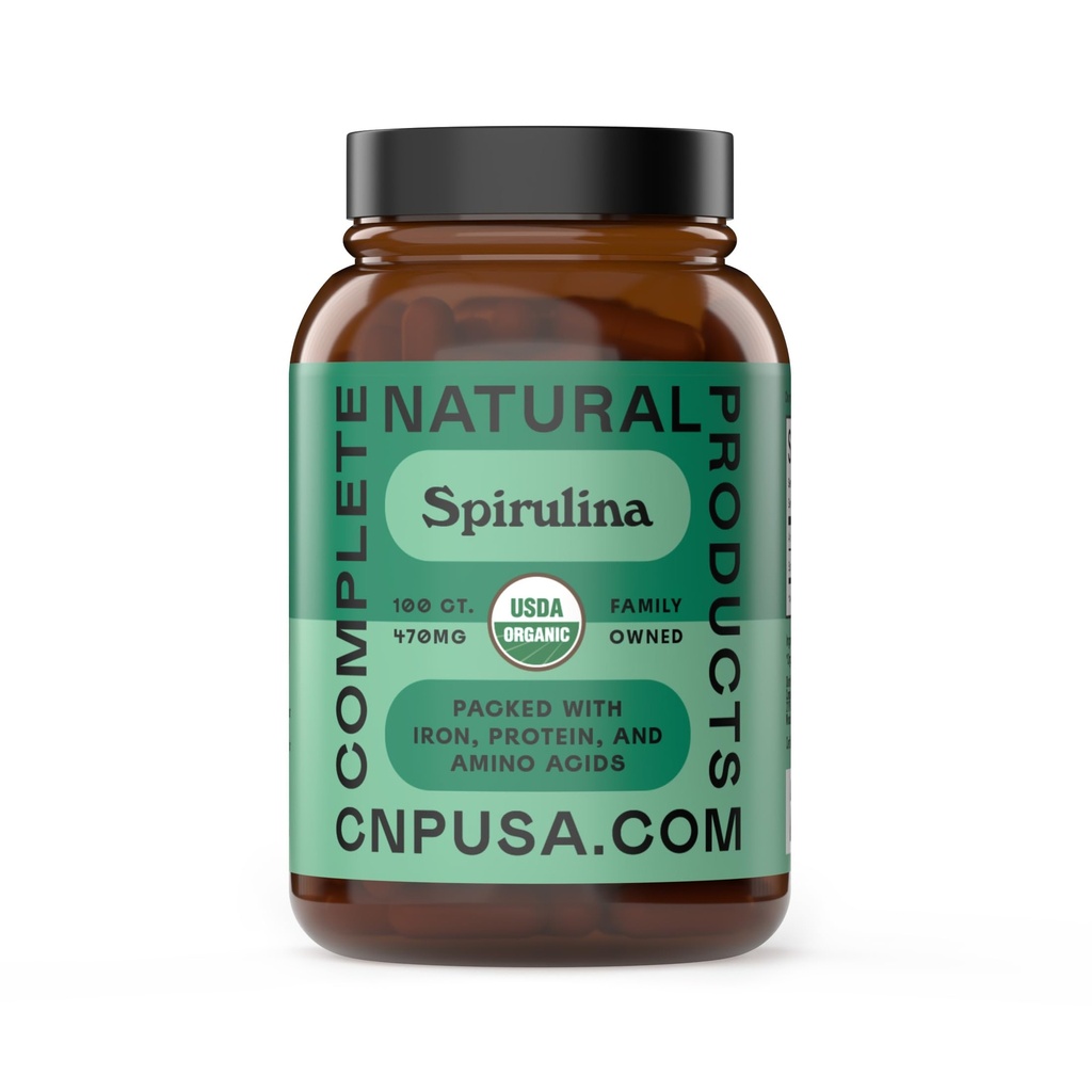Pure Hawaiian Blue Green Spirulina Powder Cápsulas - 470mg Cápsulas 100 comprimidos, Não OGM, Natural