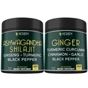 Pacote 5in1 Ashwagandha Shilajit & 5in1 Ginger Supplement - Suporte Coração, Digestion Saúde e Imune