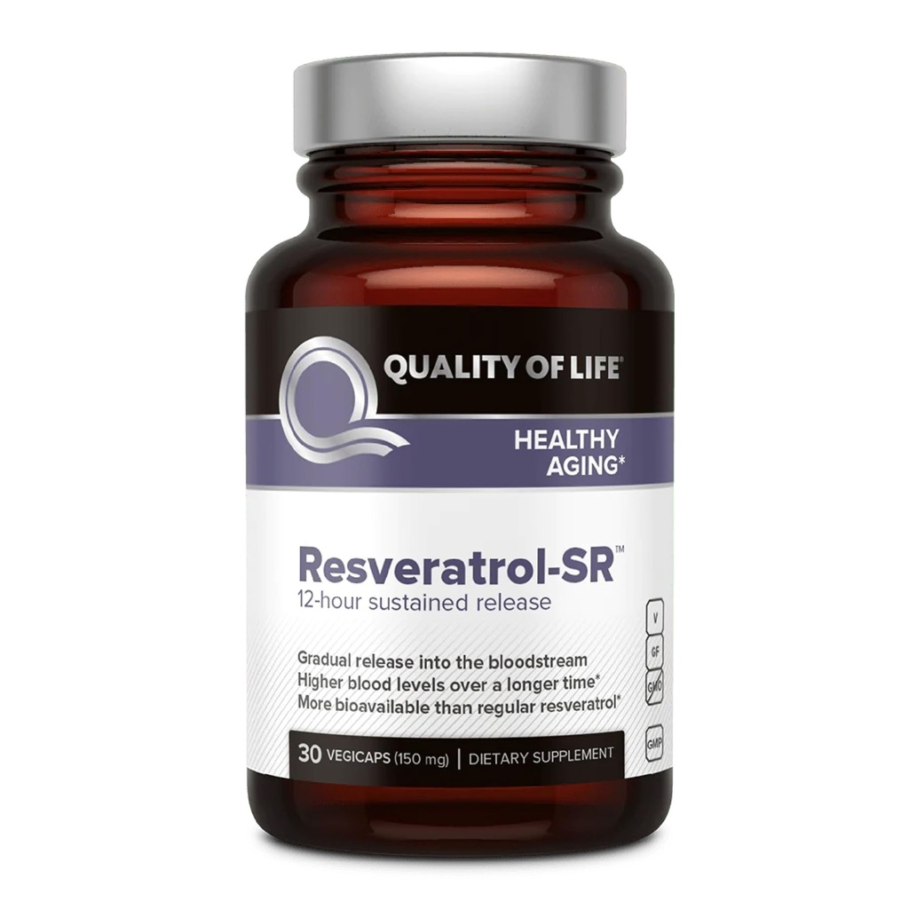 Quality of Life Resveratrol SR - Poderoso Anti Envelhecimento Todas as Fórmulas Naturais - 30 Vegicaps