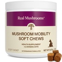 Real Mushrooms Mobility Chews para cães e gatos – Verde Lipped Mussel & ErgoGold Mushroom Blend – Dogs & Cat Vitaminas Doces para Rotinas Ativas – Suporte Conjunto, Hip & Flexibilidade – 240 ct Suplemento