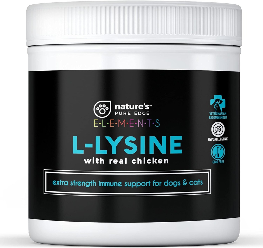L-Lysine pó para gatos e gatinhos, frango aromatizado suplemento de lisina para gatos e gatinhos e cães para apoiar a saúde imune, função ocular normal e saúde respiratória, extra grandes 125 gramas.