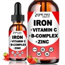 Suplemento de ferro líquido w/Vitamina C, A, B-Complexo, Vegan gotas de ferro de alta potência líquido vitamina & suplementos de ferro para mulheres, homens e crianças -Suporte de células vermelhas do sangue, energia, anemia & fadiga