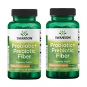 Swanson Prebiótico + Fibra Probiótica - Suplemento Natural Promovendo Sistema Digestivo e Apoio à Saúde Imune - Aids Regularidade & GI Tract Health - (60 cápsulas, 500 milhões de UFC cada) (2 pacote)