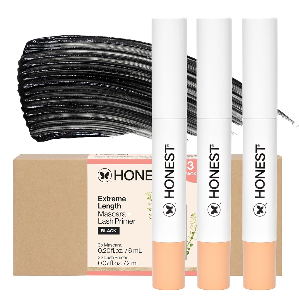 Honest Beauty 2-em-1 Extreme Length Mascara + Lash Primer 3-Pack (Pacote de 3)