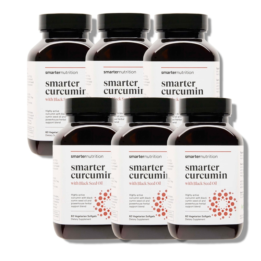 Nutrição mais inteligente Curcumin Softgels - Vegan Alta Absorção 400 mg Suplemento Curcumin padronizado para 95% Tetrahidrocurcuminoides + Óleo de semente preta & Ginger para a saúde conjunta e imune - 360 Ct