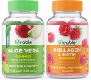 Vidal Aloe Vera + Colágeno e Biotina, chicletes Bundle - Grande degustação, Suplemento de Vitamina, Sem glúten, OGM Livre, Mastigável